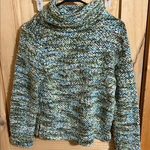 Cozy Cowl Neck Sweater in Blue and Green